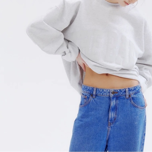 The Bar Varsity Oversized Boyfriend Sweatshirt light Heather Grey Tonal Sz M - Picture 5 of 12